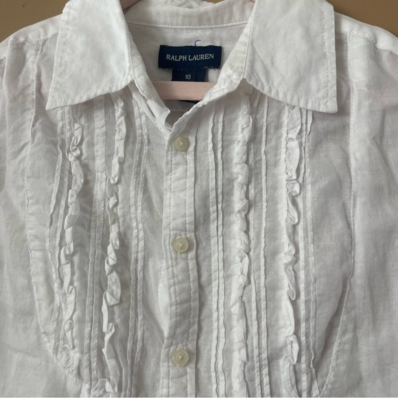 Ralph Lauren Kids White Long Sleeve Button-Up Shirt size 10 - Picture 3 of 8